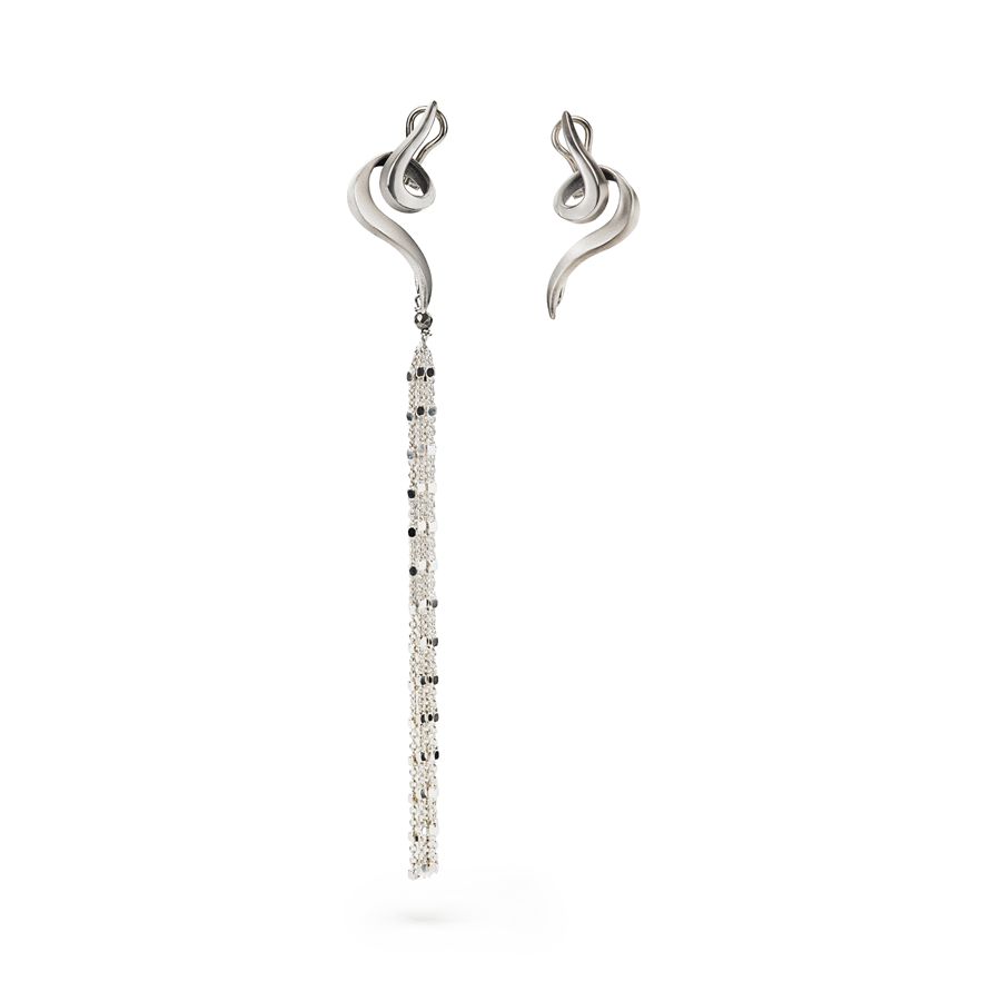 Orecchini 'Snake' in argento satinato e lucido REVERSO | OR SNAKEARG